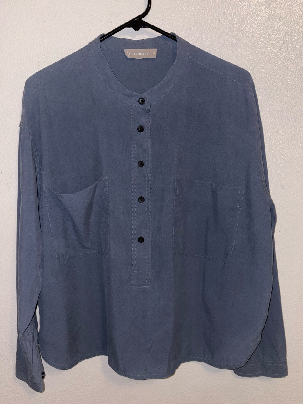 Everlane Blue Long-Sleeve Silk Shirt Size 12